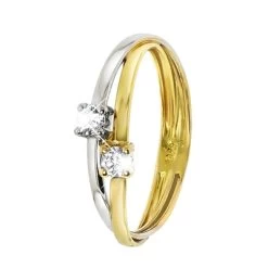 14 Karaat Bicolor Gouden Ring Met Zirkonia
