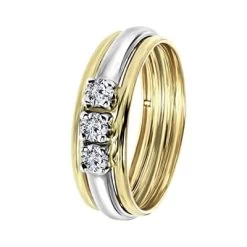 14 Karaat Bicolor Gouden Ring Met Zirkonia