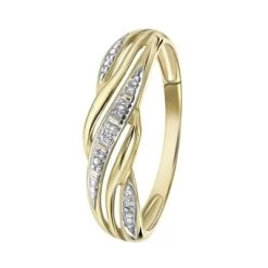 14 Karaat Bicolour Ring Met Diamant 0,01ct