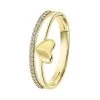 14 Karaat Geelgouden Dubbele Ring Hart En Zirkonia -SieradenSpot Korting 14 karaat geelgouden dubbele ring hart en zirkonia