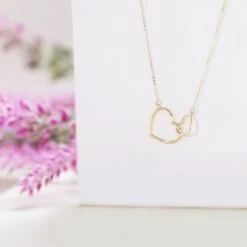 14 Karaat Geelgouden Ketting 2 Harten -SieradenSpot Korting 14 karaat geelgouden ketting 2 harten 2