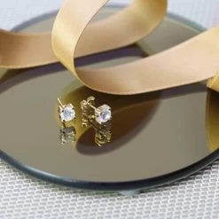 14 Karaat Geelgouden Oorbellen Met Zirkonia 5mm -SieradenSpot Korting 14 karaat geelgouden oorbellen met zirkonia 5mm 2