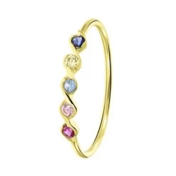 14 Karaat Geelgouden Ring 5 Multicolor Zirkonia's