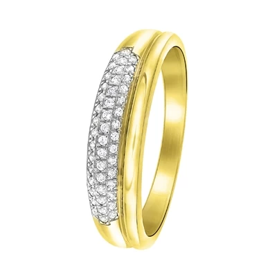14 Karaat Geelgouden Ring Met 46 Diamanten 0,11ct 3 14 Karaat Geelgouden Ring Met 46 Diamanten 0,11ct