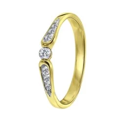 14 Karaat Geelgouden Ring Met 7 Diamanten 0,15ct
