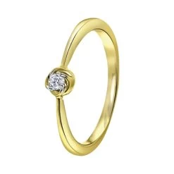 14 Karaat Geelgouden Ring Met Diamant 0,05ct