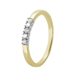 14K Bicolor Gouden Rijring Met 5 Diamanten (0,15ct.)