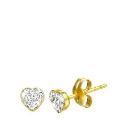 14K Geelgouden Kinderoorbellen Hart Kristal