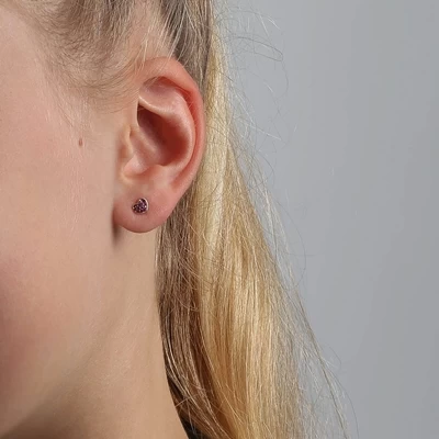 14K Geelgouden Kinderoorbellen Hart Roze Kristal 4 14K Geelgouden Kinderoorbellen Hart Roze Kristal - Afbeelding 2