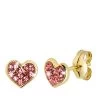 14K Geelgouden Kinderoorbellen Hart Roze Kristal