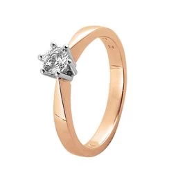 14K Rosé Bic Gouden Solitair Ring Diamant (0.20ct.)