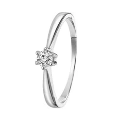 14K Witgouden Solitair Ring Met Diamant (0,20ct.)
