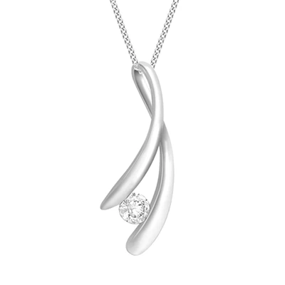 9 Karaat Ketting Met Hanger Lint Met Zirkonia Wit 3 9 Karaat Ketting Met Hanger Lint Met Zirkonia Wit