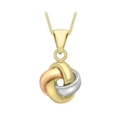 9 Karaat Tricolor Ketting Met Hanger Knoop