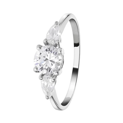 9 Karaat Witte Ring Zirkonia Rond En Druppel 3 9 Karaat Witte Ring Zirkonia Rond En Druppel