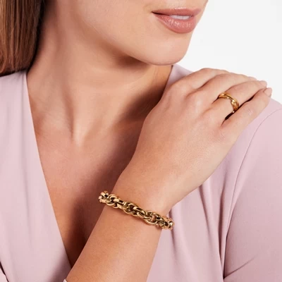 Gerecycled Stalen 18 Karaat Goldplated Armband Lilou 5 Gerecycled Stalen 18 Karaat Goldplated Armband Lilou - Afbeelding 3