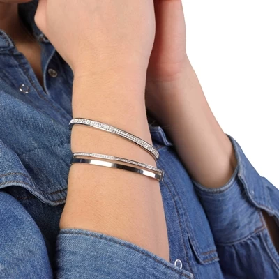 Gerecycled Stalen Armband Bangle Met Kristal 4 Gerecycled Stalen Armband Bangle Met Kristal - Afbeelding 2