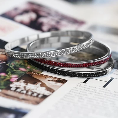 Gerecycled Stalen Armband Bangle Met Kristal 5 Gerecycled Stalen Armband Bangle Met Kristal - Afbeelding 3