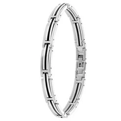 Gerecycled Stalen Armband Schakel Zwarte Afwerking