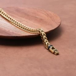 Gerecycled Stalen Goldplated Armband Breed Met Vossenstaartschakel -SieradenSpot Korting gerecycled stalen goldplated armband breed met vossenstaartschakel 2