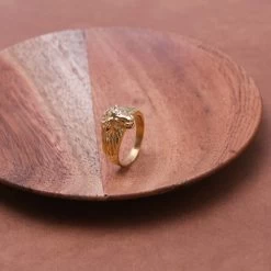 Gerecycled Stalen Goldplated Herenring Met Leeuwenkop -SieradenSpot Korting gerecycled stalen goldplated herenring met leeuwenkop 2