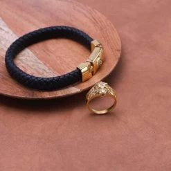 Gerecycled Stalen Goldplated Herenring Met Leeuwenkop -SieradenSpot Korting gerecycled stalen goldplated herenring met leeuwenkop 4