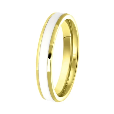 Gerecycled Stalen Goldplated Kinderring Met Emaille Wit 3 Gerecycled Stalen Goldplated Kinderring Met Emaille Wit