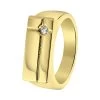 Gerecycled Stalen Goldplated Zegelring Met Zirkonia -SieradenSpot Korting gerecycled stalen goldplated zegelring met zirkonia