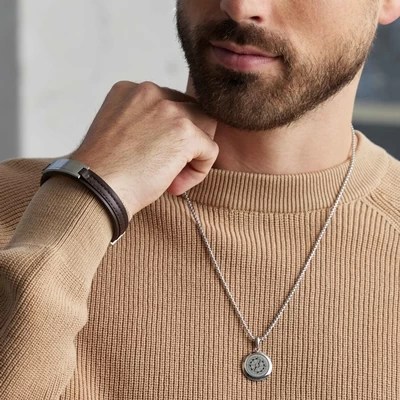Gerecycled Stalen Heren Ketting Met Hanger Kompas 5 Gerecycled Stalen Heren Ketting Met Hanger Kompas - Afbeelding 3