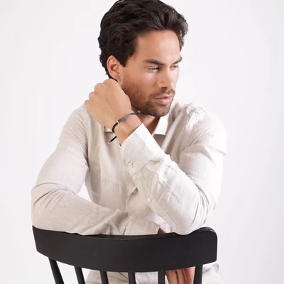 Gerecycled Stalen Heren Plaatarmband Zwart 5 Gerecycled Stalen Heren Plaatarmband Zwart - Afbeelding 3