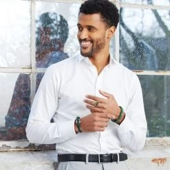 Gerecycled Stalen Herenarmband Met Natuursteen Malachite -SieradenSpot Korting gerecycled stalen herenarmband met natuursteen malachite 2