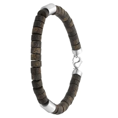 Gerecycled Stalen Herenarmband Natuursteen Bronzonite 3 Gerecycled Stalen Herenarmband Natuursteen Bronzonite