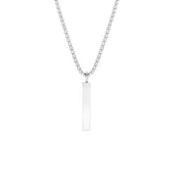 Gerecycled Stalen Herenketting Met Smalle Hanger Plaat