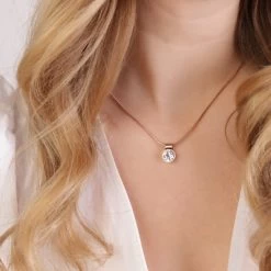 Gerecycled Stalen Ketting Roseplated Met Witte Zirkonia -SieradenSpot Korting gerecycled stalen ketting roseplated met witte zirkonia 1