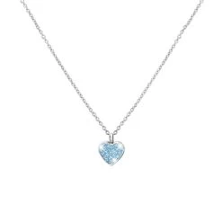 Gerecycled Stalen Kinderketting Hart Aqua Bohemica Kristal