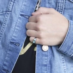 Gerecycled Stalen Kinderring 2in1 Blue Zircon/aqua Kristal -SieradenSpot Korting gerecycled stalen kinderring 2in1 blue zircon aqua kristal 1