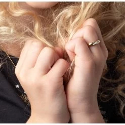 Gerecycled Stalen Kinderring Goldplated Wit Kristal -SieradenSpot Korting gerecycled stalen kinderring goldplated wit kristal 1