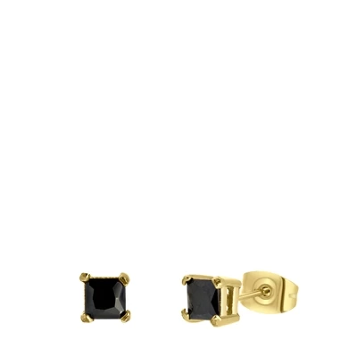 Gerecycled Stalen Oorbellen Gold Met Vierkante Zirkonia 4mm 3 Gerecycled Stalen Oorbellen Gold Met Vierkante Zirkonia 4mm