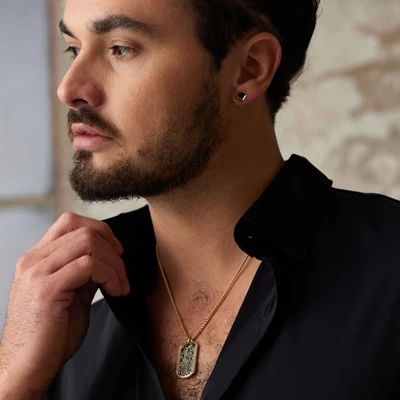 Gerecycled Stalen Oorbellen Gold Met Vierkante Zirkonia 8mm 4 Gerecycled Stalen Oorbellen Gold Met Vierkante Zirkonia 8mm - Afbeelding 2