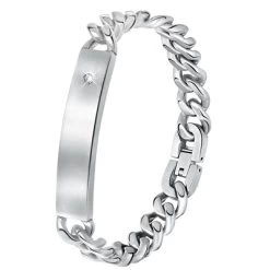 Gerecycled Stalen Plaatarmband Gourmet Met Zirkonia