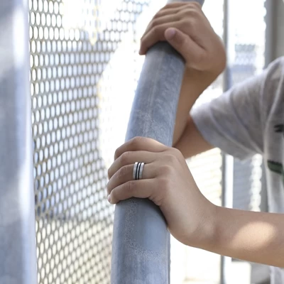 Gerecycled Stalen Ring Staal/zwart 5 Gerecycled Stalen Ring Staal/zwart - Afbeelding 3