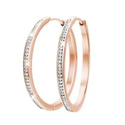 Gerecycled Stalen Roseplated Oorbellen Kristal