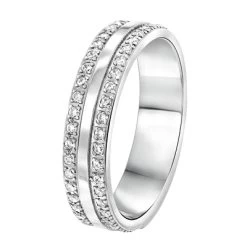 Gerecycled Stalen Vriendschapsring Chicago Dames Zirkonia