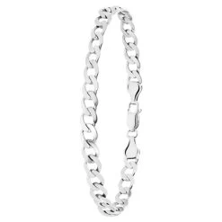 Gerecycled Zilveren Herenarmband Met Gourmet Schakel.