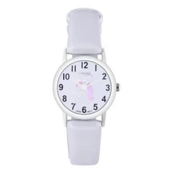 Little Miss Lovely Unicorn Horloge Met Zilver Gekleurde PU Band