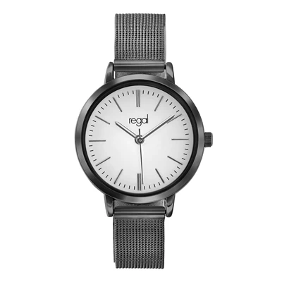 Regal Mesh Horloge Met Zwartkleurige Band 3 Regal Mesh Horloge Met Zwartkleurige Band