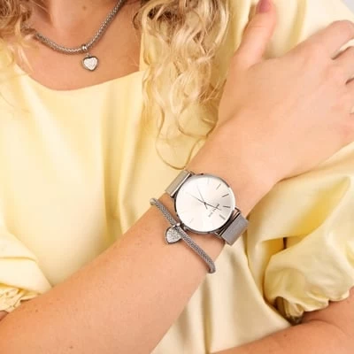 Stalen Armband Mesh Hart Met Kristal 4 Stalen Armband Mesh Hart Met Kristal - Afbeelding 2