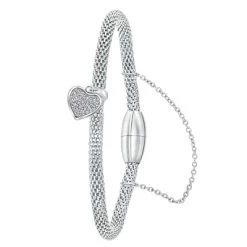 Stalen Armband Mesh Hart Met Kristal