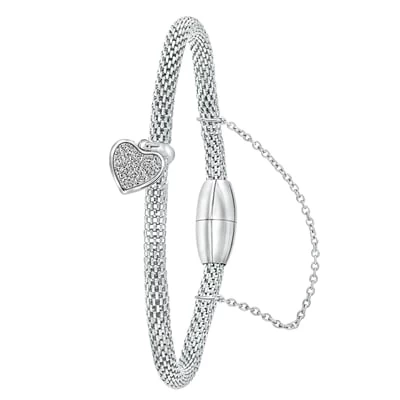 Stalen Armband Mesh Hart Met Kristal 3 Stalen Armband Mesh Hart Met Kristal