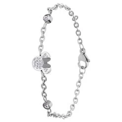 Disney Stalen Armband Minnie Mouse Met Wit Kristal